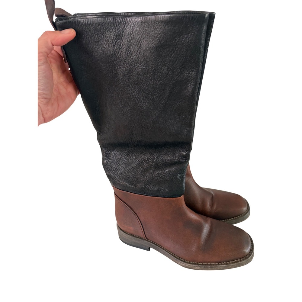 We The Free Womens Two Tone Brown Black Leather Tall Knee High Boots Size 37